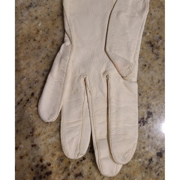 Vintage Womens Size XS-S 6.5 Cream Leather Formal 15.5" Long Opera Gloves France - Picture 6 of 14